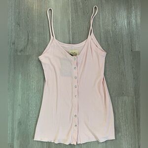 Chaser Soft Baby Pink Button-Front Lounge Cami – Size Medium (NWT)